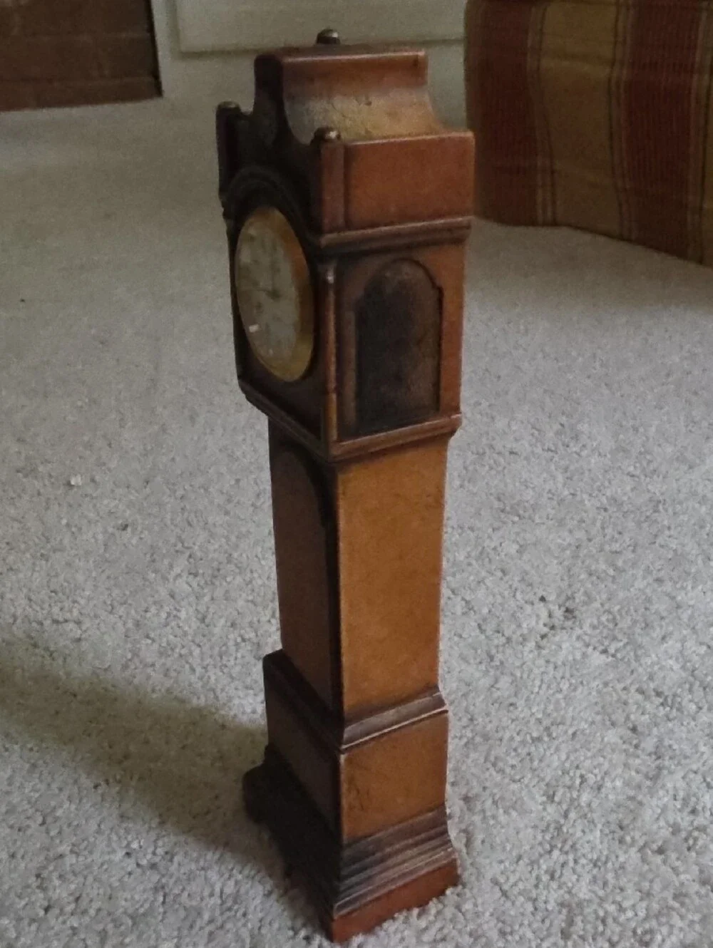Antique-Style Brown Wooden Grandfather Clock Table Decor